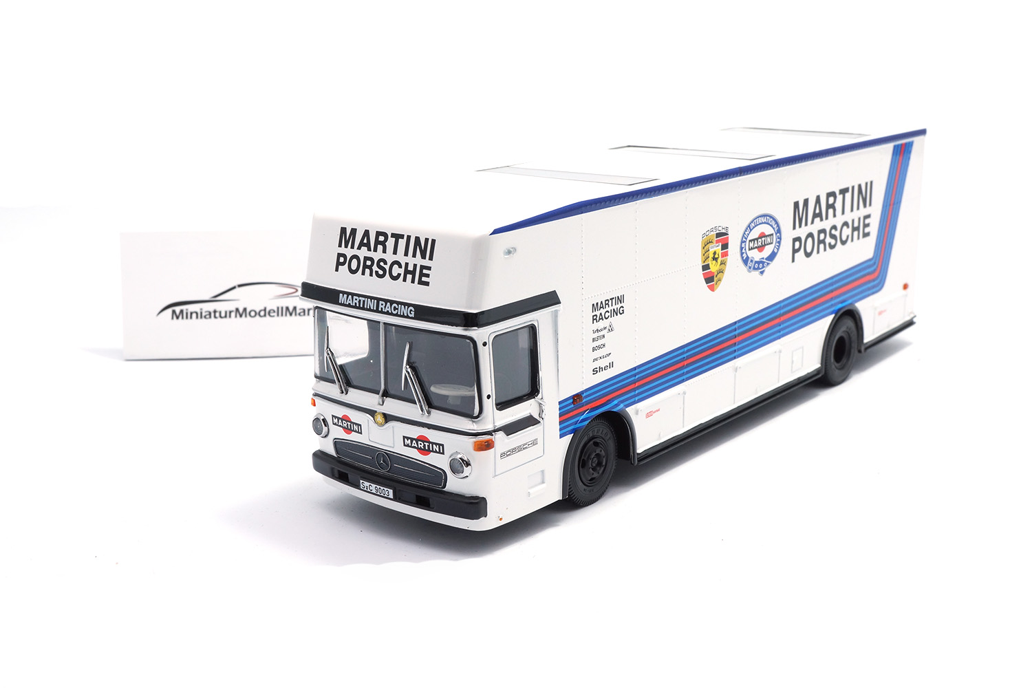 Schuco 450373400 Mercedes-Benz O 317 Renntransporter Martini - Weiß 1:43