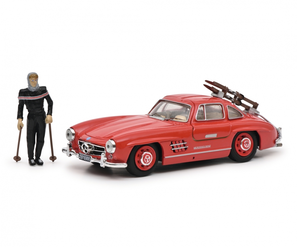 Schuco 450376600 MB 300 SL rot mit Ski 1:43 1:43