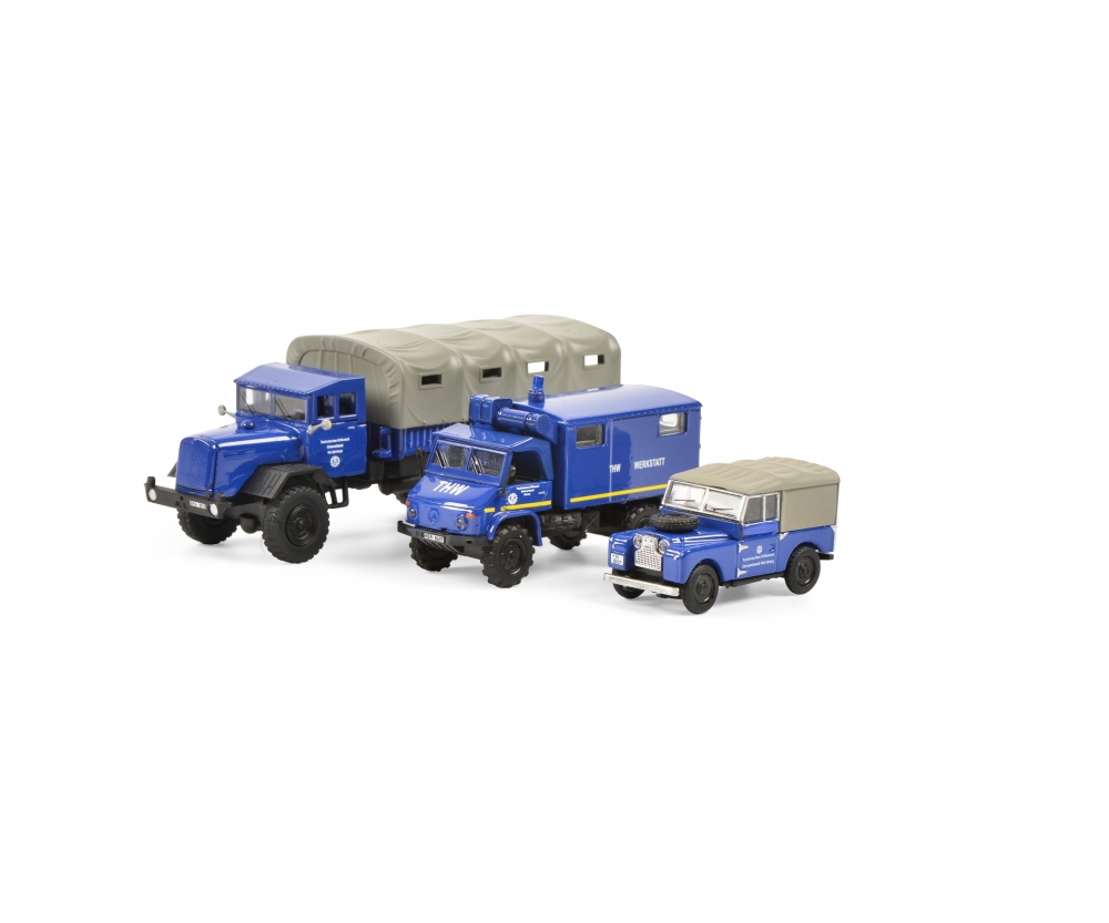 Schuco 26560 3er Set THW - Land Rover - Unimog 404 - MB LG 315 (26560) 1:87