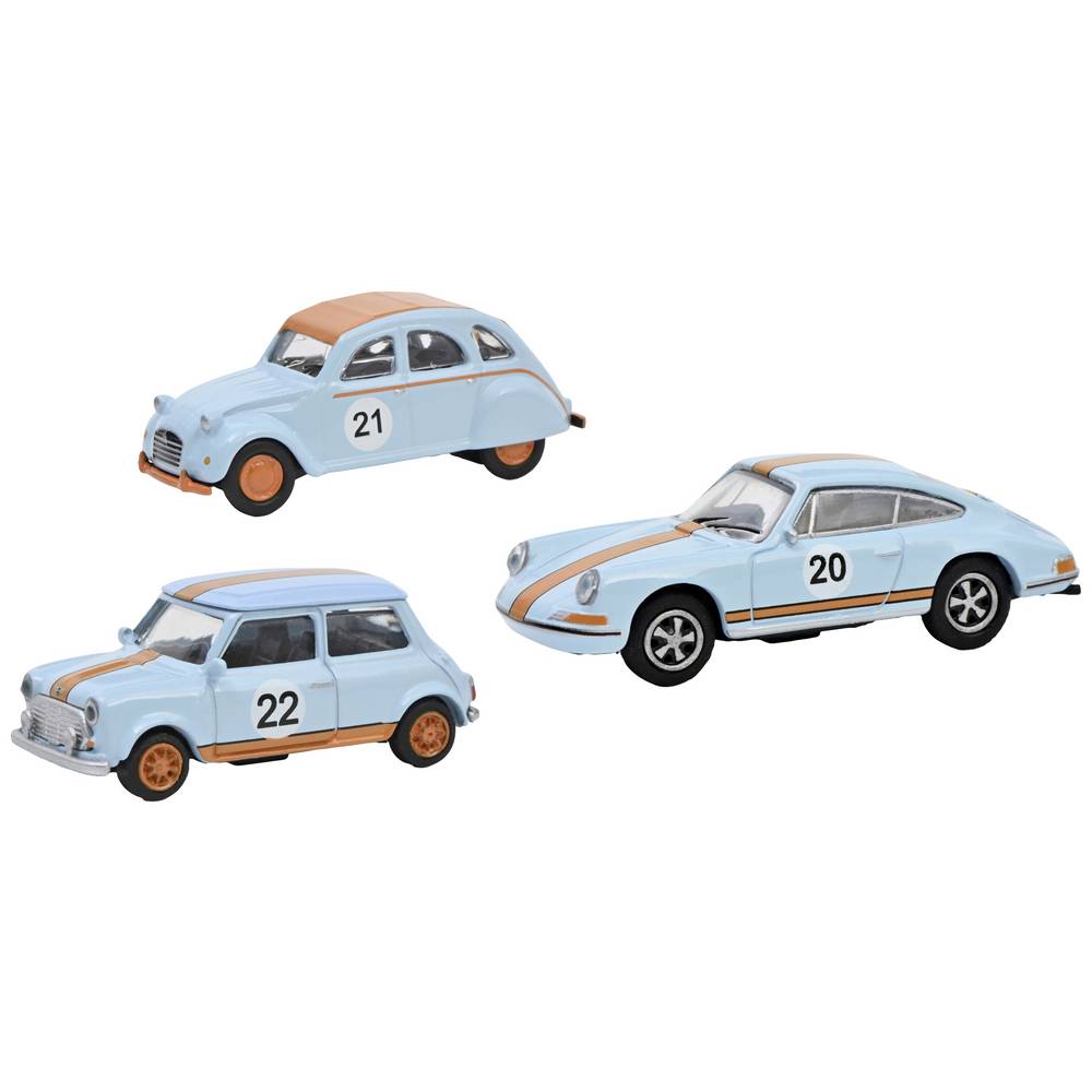 Schuco 452671600 MHI Vintage Racing - blau/orange - Porsche/Mini/Citroen 1:87