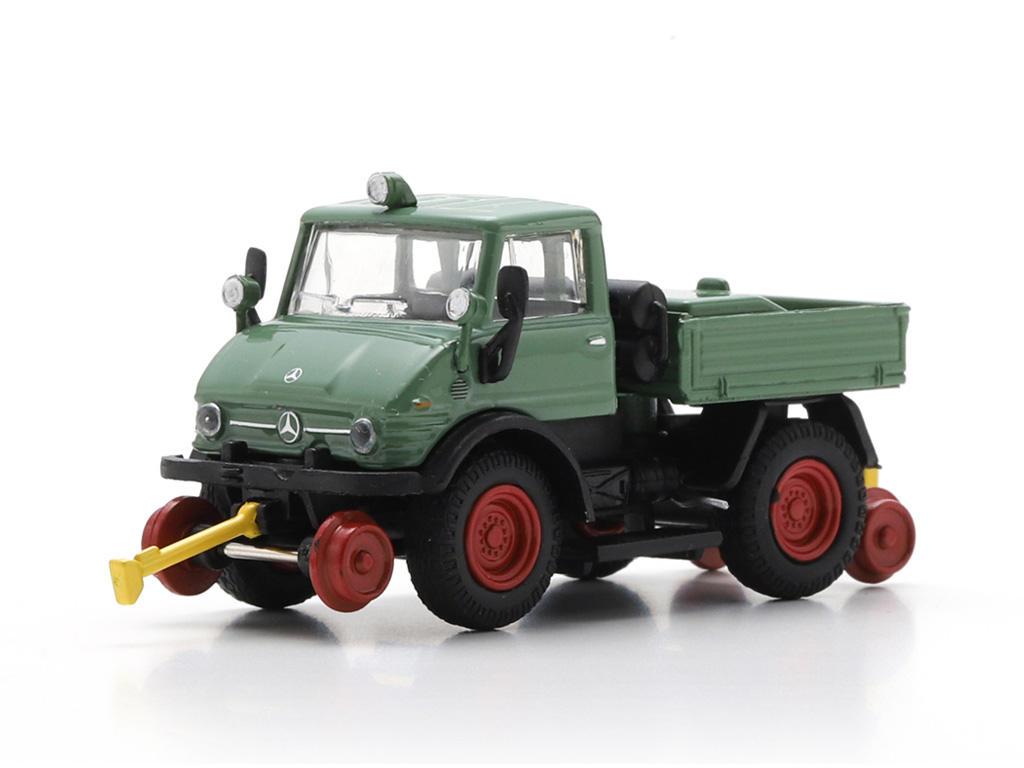 Schuco 87U00019 Unimog U406 Zweiwegefahrzeug, grün 1:87