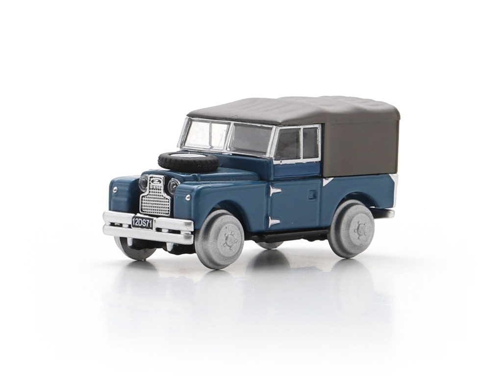 Schuco 87U00038 Land Rover 88 Series I Schienenfahrzeug, blau / grau 1:87