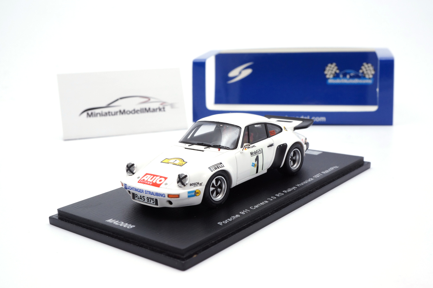 Spark MAD008 Porsche 911 Carrera 3.0 RS Rallye Hunsrück 1977 Röhrl 1:43