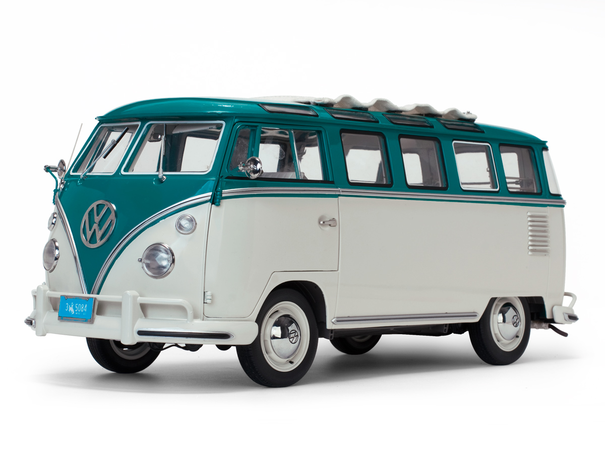SunStar 5084 VW T1 Samba Bus  - Blau/Beigegrau - 1962 1:12