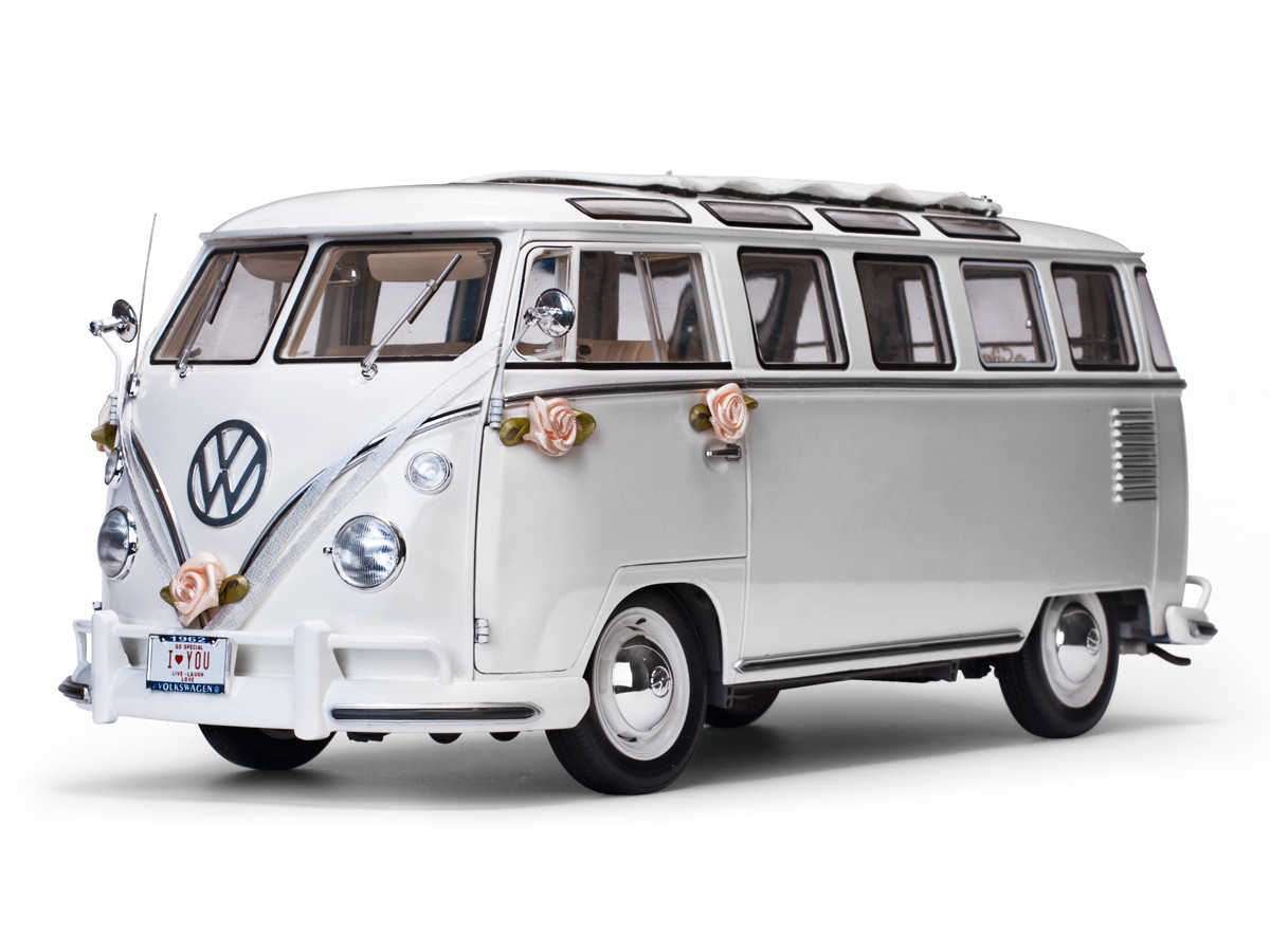 Sun Star 5085 VW T1 Samba Bus, weiss, Wedding Version, 1962 1:12