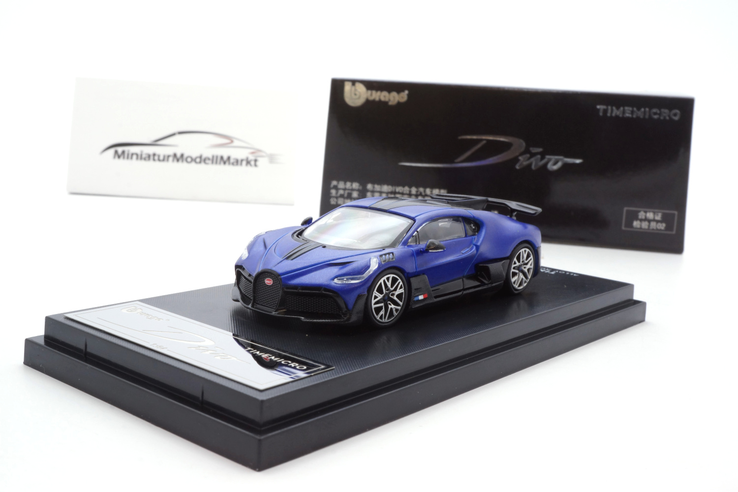 Timemicro x Bburago TM640903 Bugatti Divo - Diamant Blau 1:64