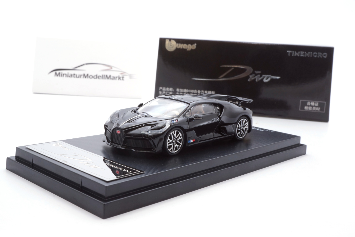 Timemicro x Bburago TM640904 Bugatti Divo - Diamant Schwarz 1:64