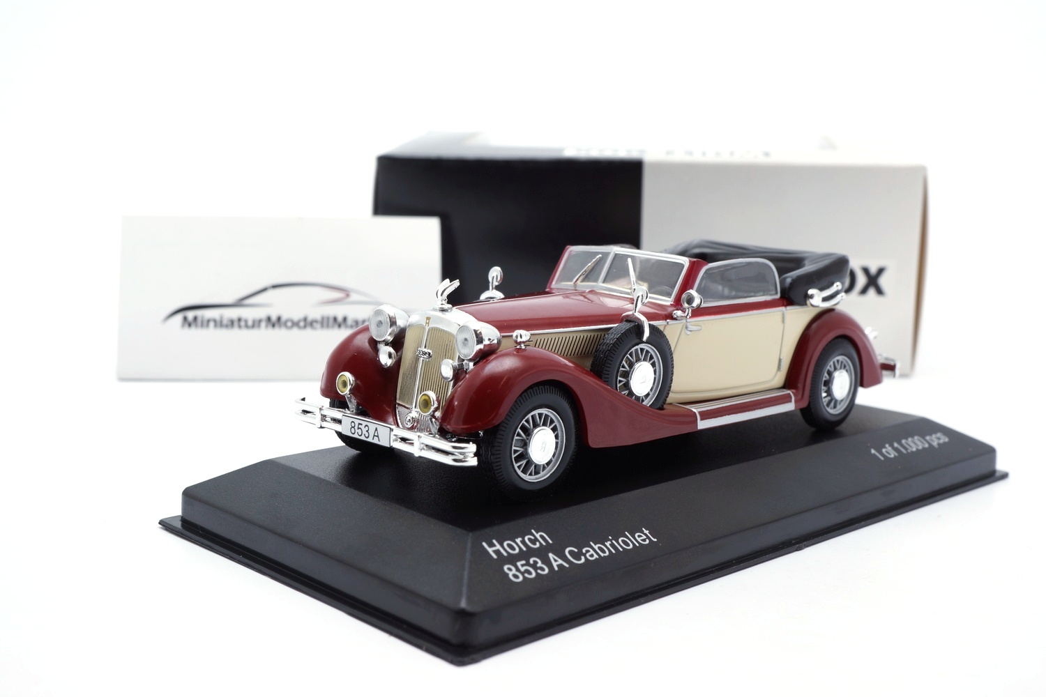 WhiteBox 258 Horch 853A Cabriolet - dunkelrot/beige - 1938 1:43