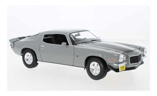 Maisto 31131GREY Chevrolet Camaro Z28, hellgrau/schwarz, 1971 1:18