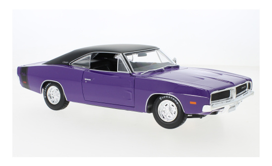 Maisto 31387PURPLE Dodge Charger R/T, violett/schwarz, 1969 1:18