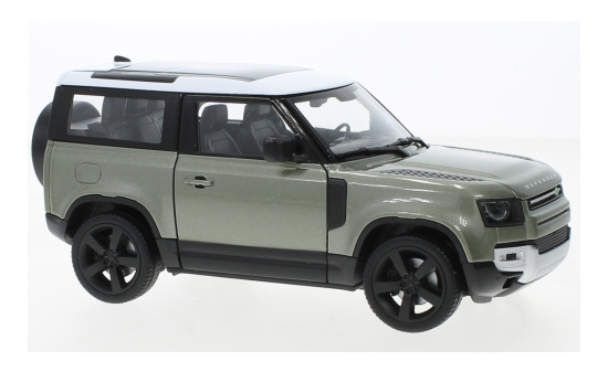 Welly 24110Wgreencream Land Rover Defender, metallic-hellgrün/weiss, 2020 1:24