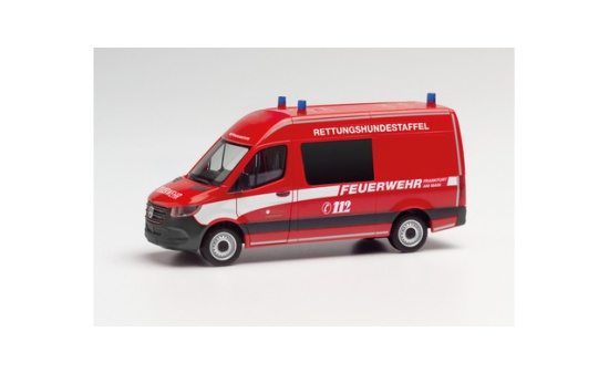 Herpa 096881 Mercedes-Benz Sprinter `18 Halbbus Feuerwehr Frankfurt/Rettungshundestaffel 1:87