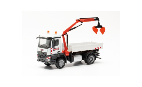 Herpa 315203 Mercedes-Benz Arocs S Dreiseitenkipper mit Ladekran und Zweischalengreifer STRABAG - Vorbestellung 1:87