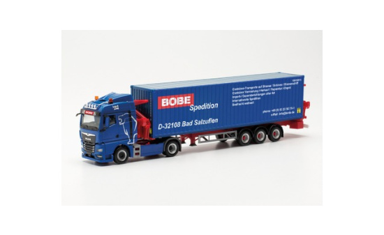 Herpa 315432 MAN TGX GM Container-Seitenlader Bobe Spedition (Nordrhein-Westfalen/Bad Salzufflen) 1:87