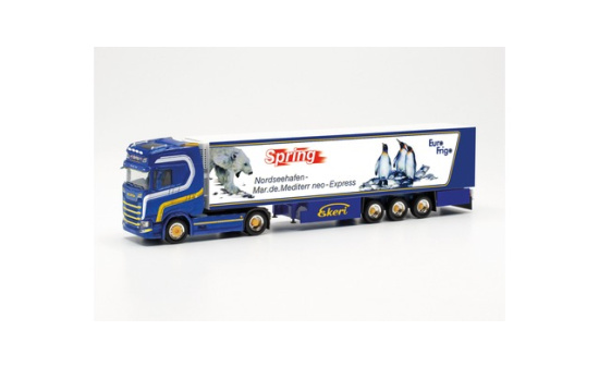 Herpa 315586 Scania CS 20 HD Kühlkoffer-Sattelzug Spring (Schweiz/Urswil) 1:87