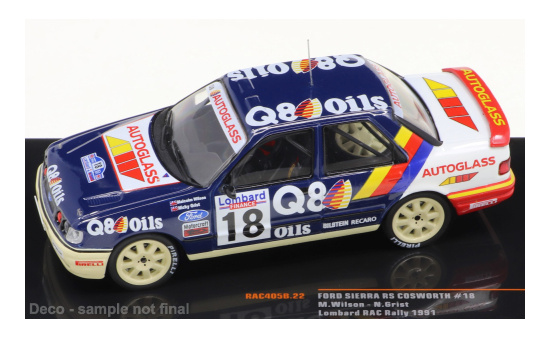 IXO RAC405B22 Ford Sierra RS Cosworth, No.18, Q8, Rallye WM, RAC Rallye, M.Wilson/N.Grist, 1991 1:43