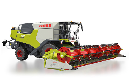 Wiking 077857 Claas Trion 720 Montana Convio 1080 u. Transportwagen 1:32