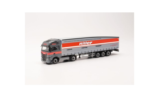 Herpa 315548 Iveco S-Way Schmitz Ecoflex-Sattelzug Hiller Logistik (Niedersachsen/Lüneburg) 1:87