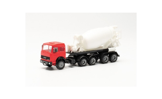 Herpa 315630 Iveco Unic Betonmischer-Sattelzug, rot/weiß 1:87