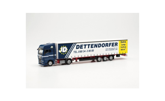 Herpa 315920 MAN TGX GX Gardinenplanen-Sattelzug 15m Dettendorfer (Bayern/Nußdorf am Inn) 1:87