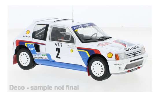 IXO 24RAL024A Peugeot 205 T16, No.2, Rallye WM, Rally Monte Carlo , A.Vatanen/T.Harryman, 1985 - Vorbestellung 1:24