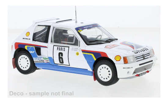 IXO 24RAL024B Peugeot 205 T16, No.6, Rallye WM, Rallye Monte Carlo, T.Salonen/S.Harjanne, 1985 1:24