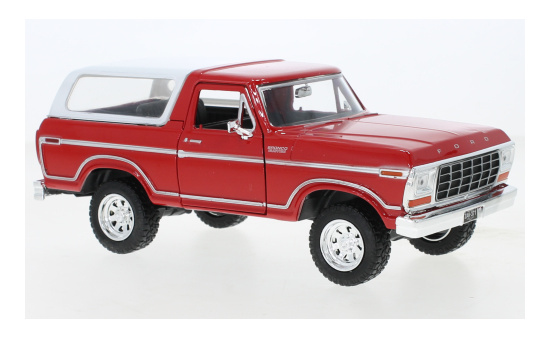 Motormax 79373RED Ford Bronco Custom, rot/weiss, mit Hardtop, 1978 1:24