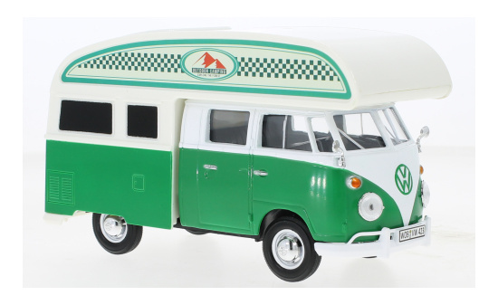 Motormax 79592 VW T1 DoKa Camper, weiss/grün, Outdoor Camping 1:24