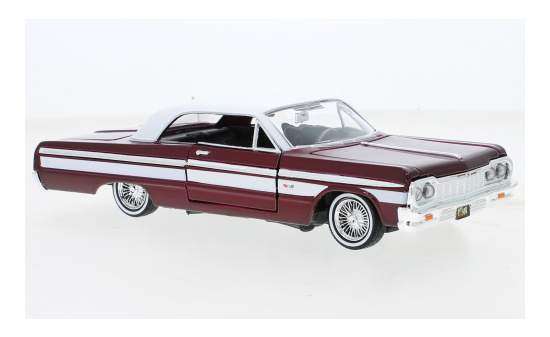 Motormax 79021RED Chevrolet Impala, metallic-dunkelrot/weiss, Low Rider, 1964 1:24