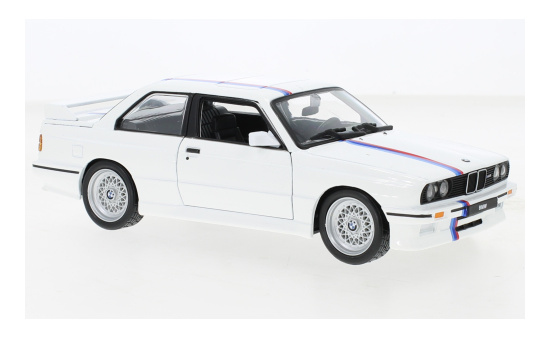Bburago 18-21100WHITE BMW M3 (E30), weiss/Dekor, 1988 1:24