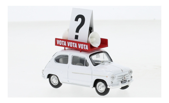 Brumm S2216 Fiat 600D, metallic-weiss, Propaganda politiche Italia, 1963 1:43