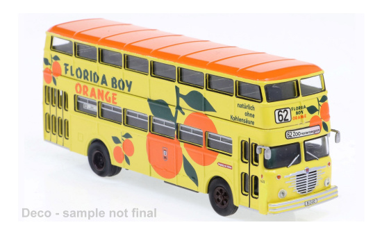 Brekina 61262 Büssing D2U Doppeldecker, BVG - Florida Boy Orange, Pop-Bus, 1960 1:87