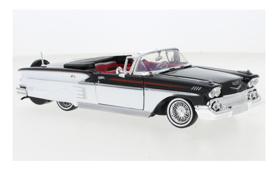 Motormax 79025 Chevrolet Impala Convertible, schwarz/weiss, Low Rider, 1958 1:24