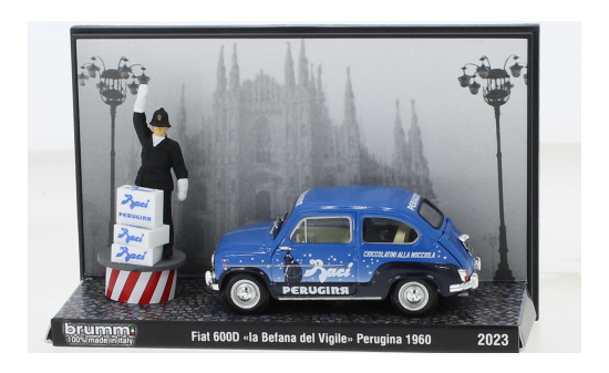 Brumm S2301 Fiat 600D Berlina, La Bafana del Vigile a Milano, mit Figur, 1960 1:43