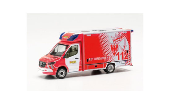 Herpa 097307 Mercedes-Benz Sprinter `18 Fahrtec RTW ASB / Feuerwehr Essen 1:87