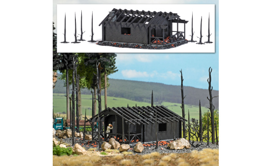 Busch 1853 Abgebrannte Waldhütte 1:87