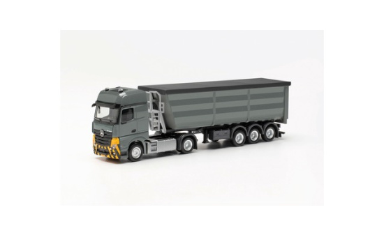 Herpa 316545 Mercedes-Benz Actros L Stahlrundmulden-Sattelzug, grau/gelb - Vorbestellung 1:87