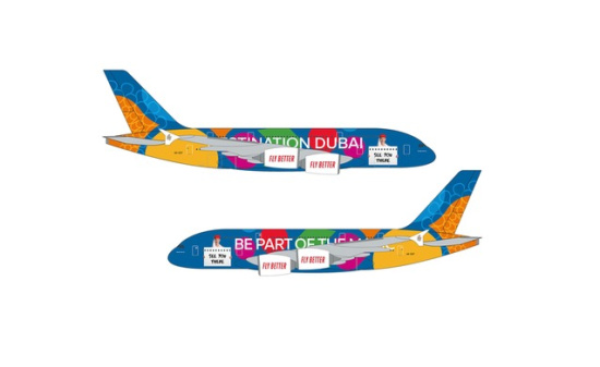 Herpa 613842 Emirates Airbus A380 Destination Dubai A6-EOT 1:250