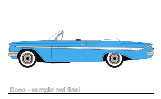 Oxford 87CI61006 Chevrolet Impala Convertible, metallic-blau/weiss, 1961 - Vorbestellung 1:87