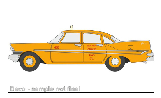 Oxford 87PS59002 Plymouth Belvedere, Tanner Yellow Cab Co. Kalifornien, 1959 - Vorbestellung 1:87