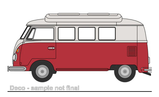 Oxford OXF76VWS010 VW T1 Camper - dunkelrot , beige 1:76
