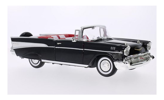 Lucky Die Cast 92108BLACK Chevrolet Bel Air Convertible, schwarz/weiss, 1957 1:18