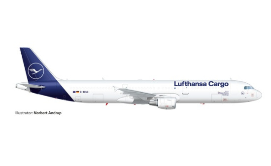 Herpa 572439 Lufthansa Cargo Airbus A321P2F D-AEUC 