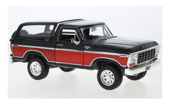 Motormax 79371blackred Ford Bronco Ranger XLT, schwarz/rot, ohne Vitrine, 1978 1:24