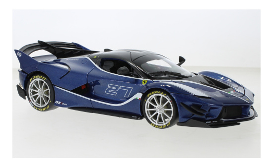 Bburago 18-16012BLUE Ferrari FXX-K Evo, metallic-blau/Dekor, No.27, ohne Vitrine, 2018 1:18