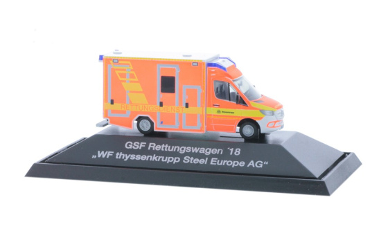 Rietze 76180 GSF RTW ´18 Werkfeuerwehr thyssenkrupp Steel Europe AG, 1:87 1:87