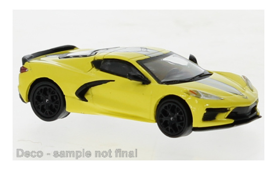 PCX87 PCX870672 Chevrolet Corvette (C8) Stingray, hellgelb/schwarz, 2020 1:87