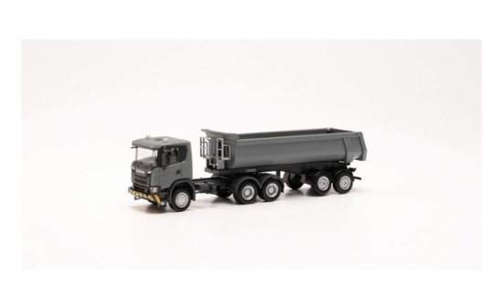 Herpa 316248 Scania CG 17 6x6 Rundmulden-Sattelzug 3achs/2achs, grau/gelb 1:87