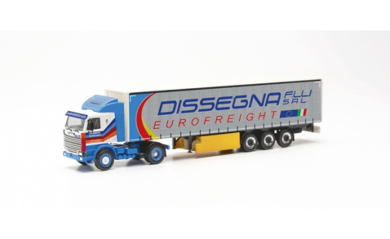 Herpa 316729 Scania 142 Gardinenplanen-Sattelzug 