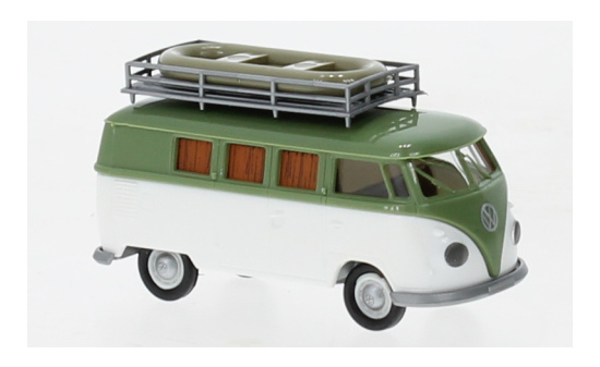 Brekina 31624 VW T1b Camper, grün/weiss, mit Schlauchboot, 1960 1:87
